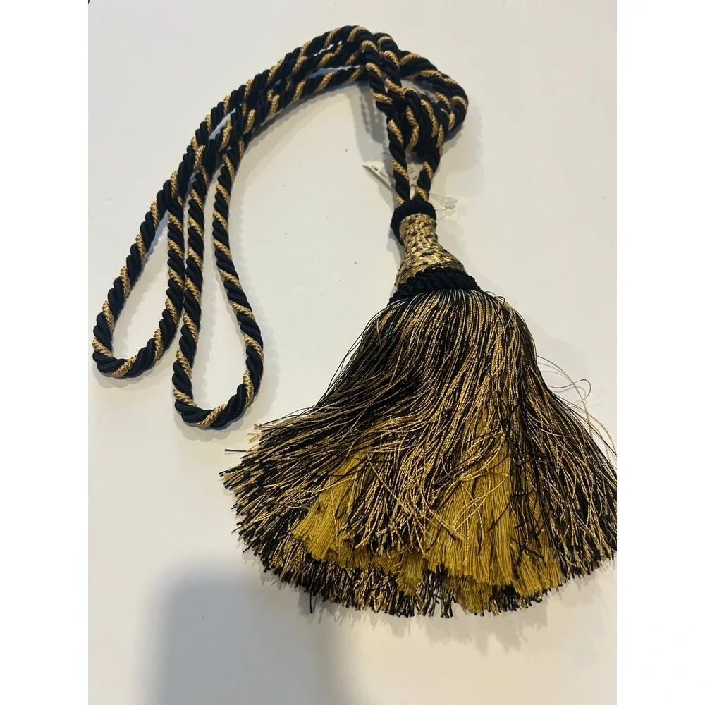 Black and Gold Decorative Tassel Curtain Tieback Alzapaños Prince 8671 New